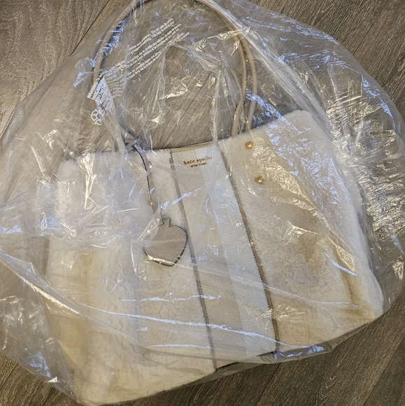 Kate Spade Women's Everything Racing Stripe Faux Shearling Tote - Picture 6 of 7